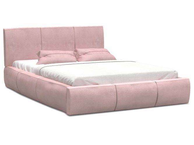 Łóżko stelaż+materac różowe białe tło SKYE