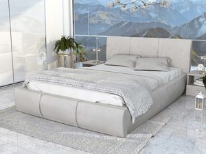 Miniaturka 28 - Łóżko stelaż+materac szare jasne SKYE