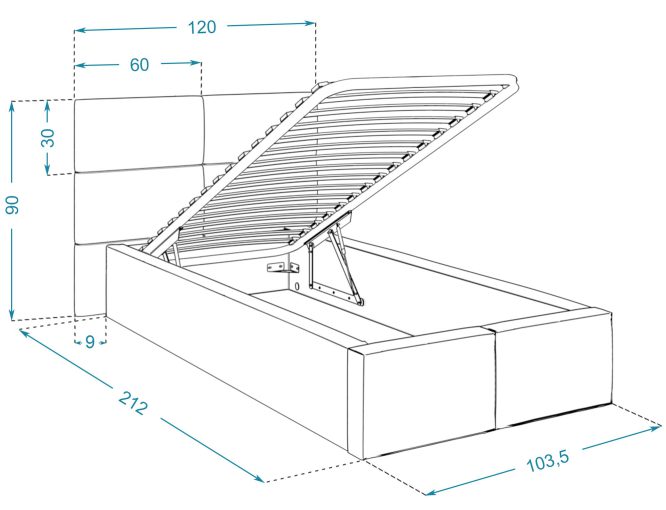 Łóżko z panelami wymiary 90x200 MIRIAM