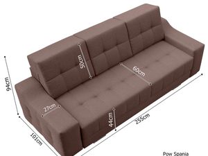 Miniaturka 10 - Sofa pikowana rozkładana wymiary 255cm MERIO