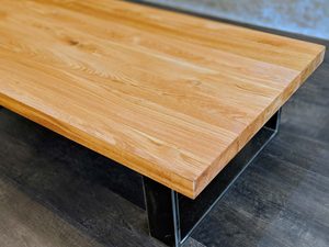 Miniaturka 16 - Drewniany blat stołu z naturalnym usłojeniem i metalową ramą