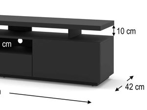 Miniaturka 3 - Nowoczesna szafka RTV czarna wymiary SELIN