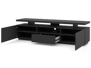 Miniaturka 1 - Nowoczesna szafka RTV czarna otwarte szafki SELIN