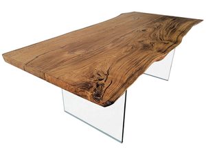 Miniaturka 5 - Duży drewniany stół do jadalni na szklanych nogach FOXY