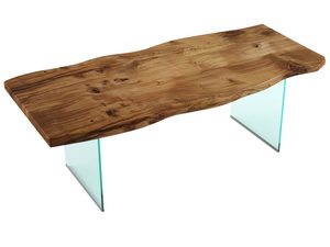 Miniaturka 4 - Duży drewniany stół do jadalni na szklanych nogach FOXY