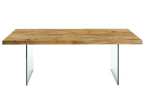 Miniaturka 1 - Duży drewniany stół do jadalni na szklanych nogach FOXY