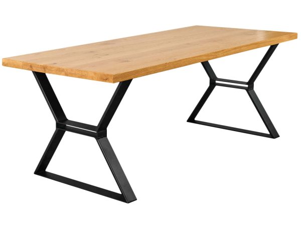 Industrialny stół dębowy z metalowymi czarnymi nóżkami