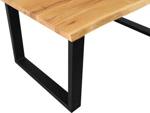 Miniaturka 2 - Gruby blat stołu z naturalnego drewna i czarna stalowa podstawa