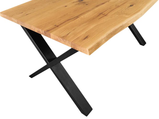 Stół drewniany w stylu loft z krzyżowymi nogami KANYE X bok