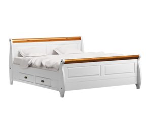 Miniaturka 19 - Drewniane łóżko z białą ramą i dębowym zagłówkiem – styl klasyczny