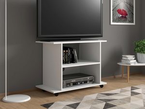 Miniaturka 2 - Praktyczna szafka pod TV na kółkach aranżacja biały ELON