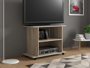 Miniaturka 3 - Praktyczna szafka pod TV na kółkach aranżacja sonoma ELON