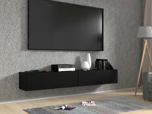 Miniaturka 6 - Szafka RTV czarny mat wisząca aranżacja 2x100 AMIRA