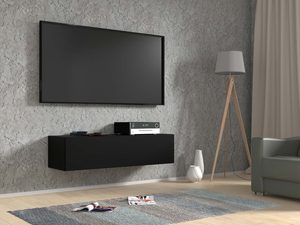 Miniaturka 4 - Matowa szafka RTV wisząca czarna 120 aranżacja AMIRA