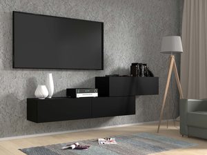 Miniaturka 5 - Industrialna szafka RTV czarna aranżacja 160+100 AMIRA