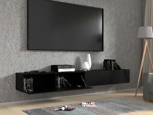 Miniaturka 3 - Matowa szafka RTV wisząca czarna 120 aranżacja 2x120 AMIRA