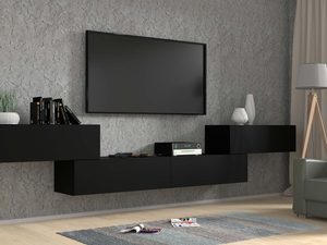 Miniaturka 6 - Szafka RTV czarny mat wisząca aranżacja 4x100 AMIRA