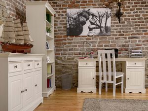 Miniaturka 12 - Biurko drewniane podwójne białe aranżacja INGRID