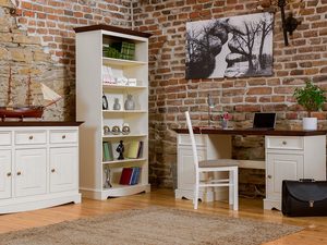 Miniaturka 11 - Biurko drewniane podwójne białe orzech aranżacja INGRID