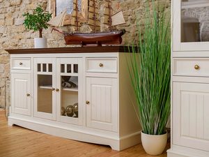 Miniaturka 5 - Duża komoda vintage biały orzech aranż INGRID