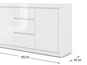 Miniaturka 6 - Nowoczesna komoda do sypialni wysoki połysk wymiary TIANA