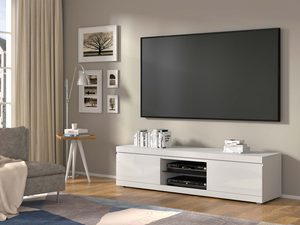 Miniaturka 9 - Uniwersalna szafka pod TV biała aranżacja VEDAT