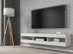 Miniaturka 6 - Uniwersalna szafka RTV aranżacja biała wisząca BIGE