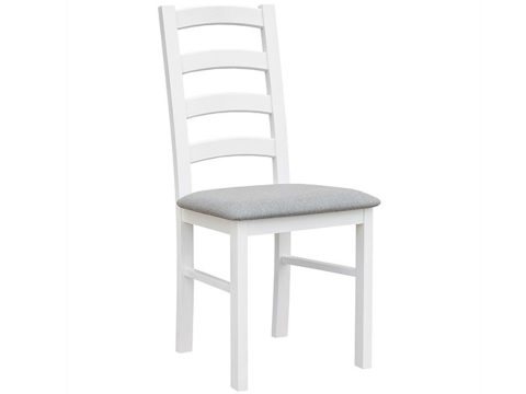Białe krzesło z litego drewna tapicerowane INGRID