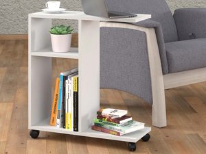 Miniaturka 3 - Stolik na kółkach biały TINA