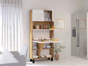 Miniaturka 15 - Nowoczesne biurko rozkładane regał biały burgundzki otwarte aranż2 CHAN