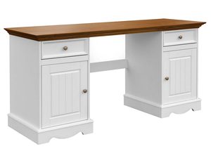 Miniaturka 2 - Biurko drewniane podwójne białe dąb INGRID