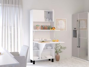 Miniaturka 18 - Nowoczesne biurko rozkładane regał biały otwarte aranż2 CHAN