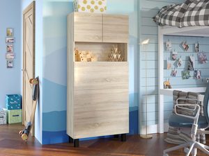 Miniaturka 21 - Nowoczesne biurko rozkładane regał biały sonoma aranż3 CHAN