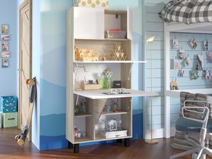 Miniaturka 23 - Nowoczesne biurko rozkładane regał biały sonoma open aranż3 CHAN