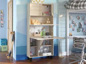 Miniaturka 24 - Nowoczesne biurko rozkładane regał biały sonoma open aranż3 CHAN