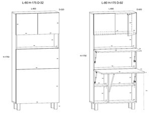 Miniaturka 29 - Nowoczesne biurko rozkładane regał wymiary CHAN