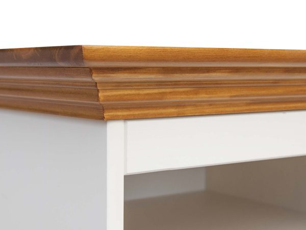 Duża biała szafka RTV vintage biały dąb blat INGRID Duża biała szafka RTV vintage biały dąb blat INGRID