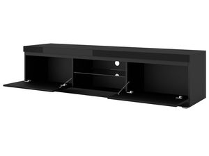 Miniaturka 8 - Uniwersalna szafka pod TV czarna otwarta VEDAT