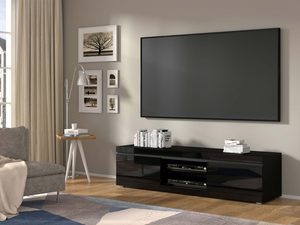 Miniaturka 10 - Uniwersalna szafka pod TV czarna aranż VEDAT