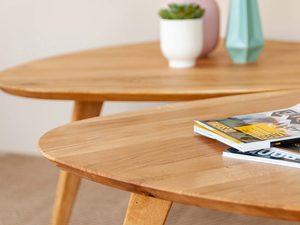 Miniaturka 1 - Ława owalna do salonu drewniana zbliżenie aranż LARS