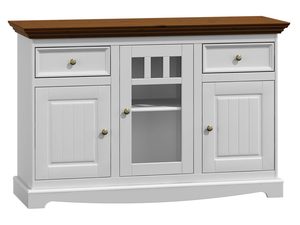 Miniaturka 1 - Komoda z przeszklonymi drzwiczkami biały orzech INGRID