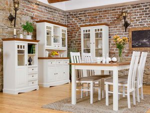 Miniaturka 26 - Biała klasyczna komoda drewniana biała dąb jadalnia INGRID