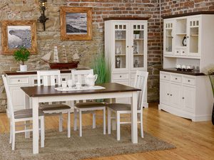 Miniaturka 23 - Biała klasyczna komoda drewniana jadalnia biały orzech INGRID