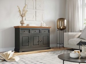 Miniaturka 7 - Biała klasyczna komoda drewniana grafit dąb aranżacja INGRID