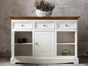 Miniaturka 6 - Biała klasyczna komoda drewniana biała dąb otwarta INGRID