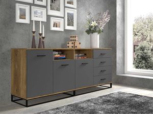 Miniaturka 5 - Duża komoda do salonu grafit aranżacja ERSOY
