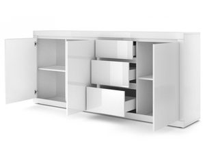 Miniaturka 6 - Szeroka komoda do salonu wysoki połysk otwarta TIANA