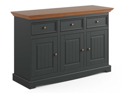 Biała klasyczna komoda drewniana grafit dąb INGRID