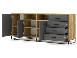 Miniaturka 3 - Duża komoda do salonu grafit otwarta ERSOY