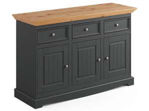 Miniaturka 1 - Biała klasyczna komoda drewniana grafit sosna INGRID